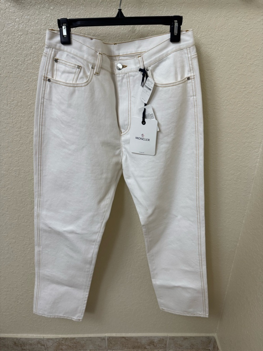 Moncler  Woman’s White Straight Jeans 46/10 100%cotton Made in Italy